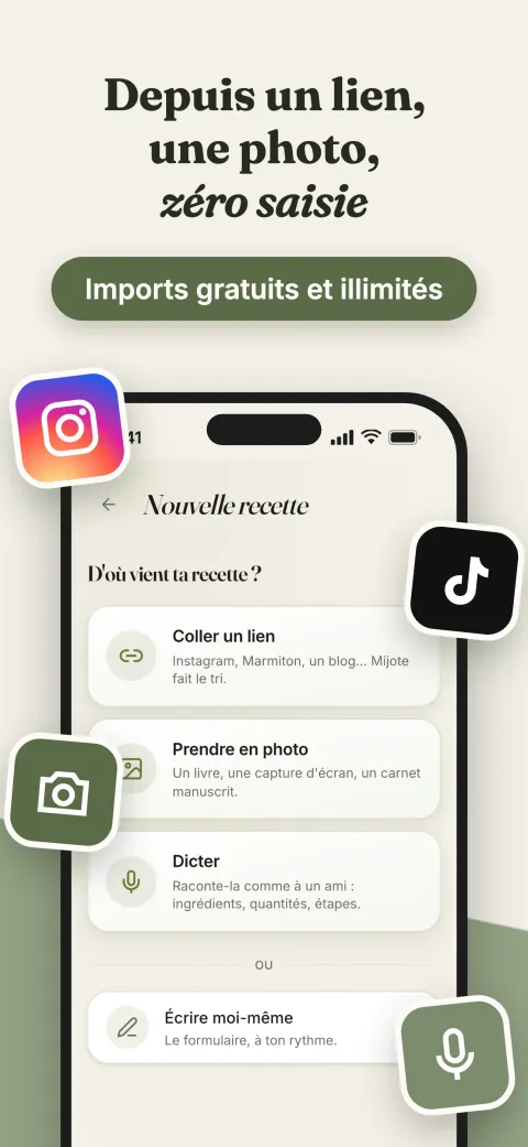 Ajouter une recette : depuis une photo, par la voix, depuis un lien ou à la main